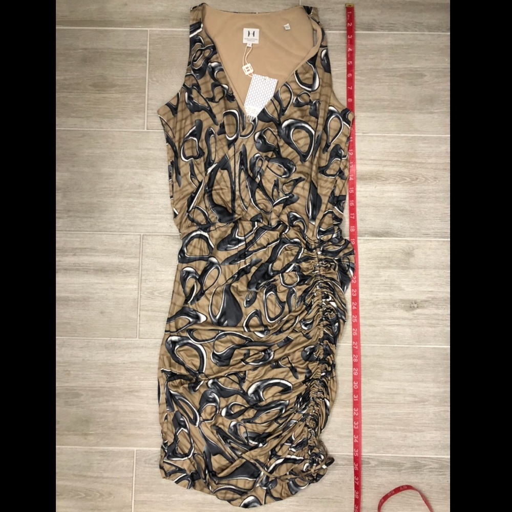 Halston Heritage Side Tie Cinched Silk Blend Dress - Picture 4 of 8